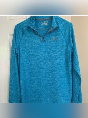 Youth XL Under Armour Blue Heather HeatGear Loose 1/4 Zip